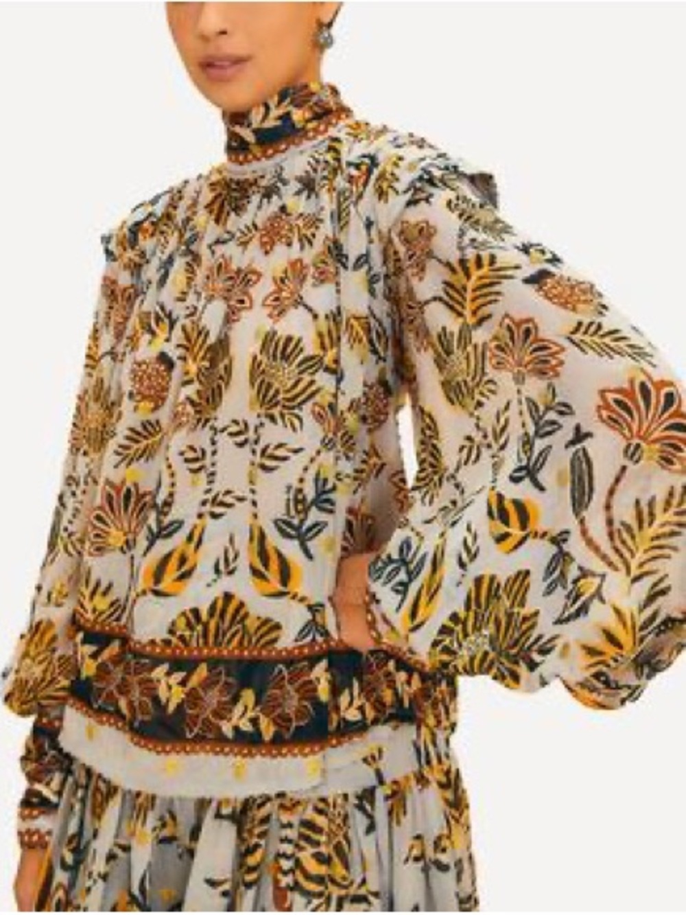 Silver Floral Tapestry Long Sleeve